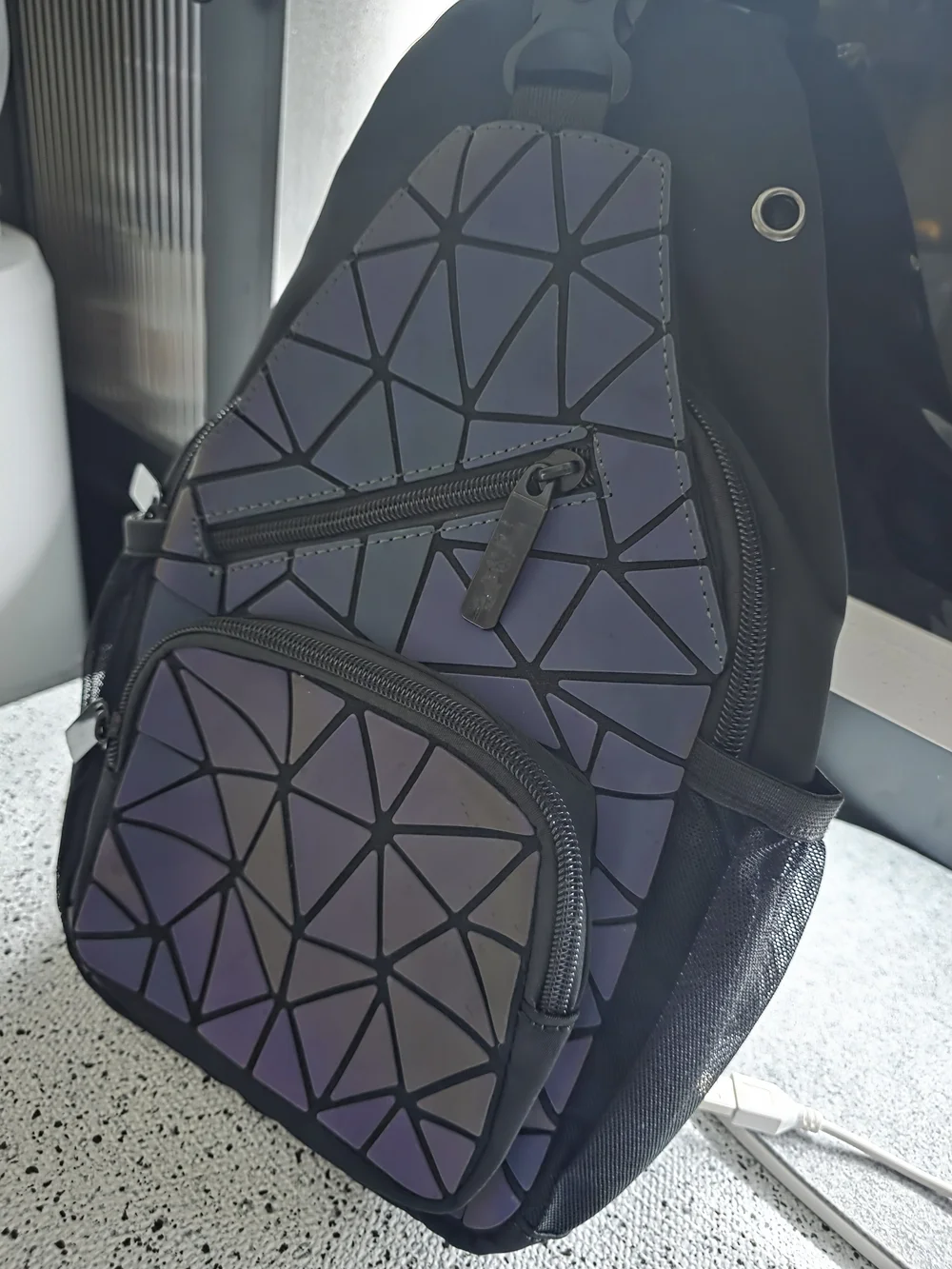 Iridescent Geometric Sling Bag - Multicolor